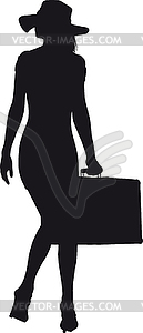 Girl with suitcase - vector clip art