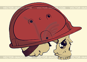 Череп в строительном шлеме - векторное графическое изображение
