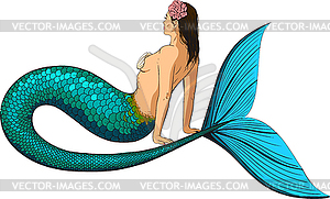 Young mermaid - color vector clipart