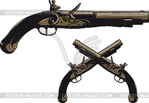 Ancient flintlock pistol - vector clipart