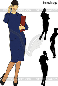 Secretary is talking on phone - vector image