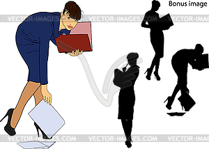 Business girl with folder - vector image