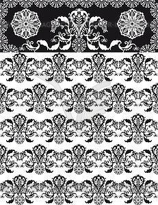 Floral patten black and white seamless - vector image