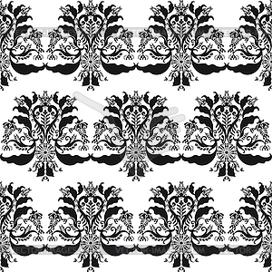Floral patten black and white seamless - vector clipart