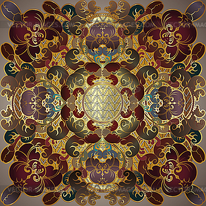 Радиальная орнамент со стилизованными цветами, экзотические - клипарт в векторном виде