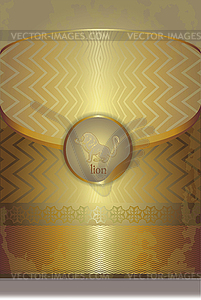 Золотой листок бумаги со львом силуэт, логотип - клипарт в векторе