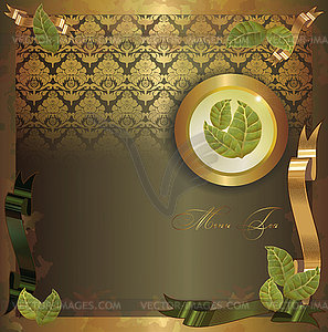 Cover menu green tea, floral seamless pattern - vector clipart