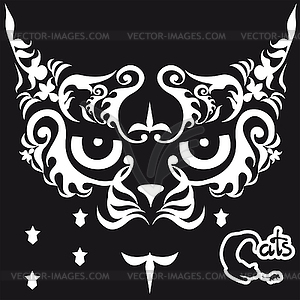 White stylized head cat - vector image