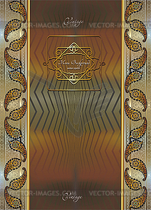 Leaflet in colonial style, filigree golden frame - vector EPS clipart