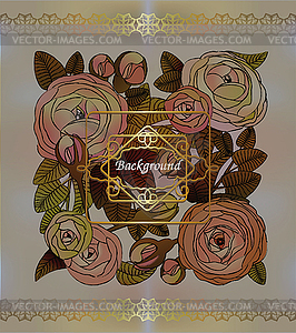 Stylized roses on blur pastel background, vintage - vector image