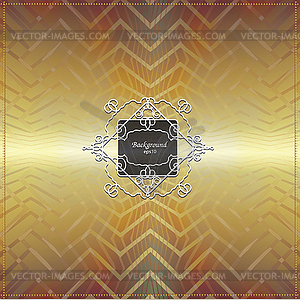 Filigree frame on golden geometrical background - vector image
