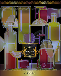 Wine menu background,stylized wine bottles and - vector image
