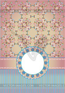 Pink pastel color floral design, postcard - vector image