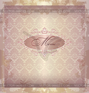 Floral menu pink and grey background, oriental motif - vector clipart