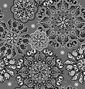 Floral design black and white seamless - vector EPS clipart