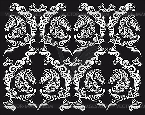 Seamless pattern, horse head - vector image