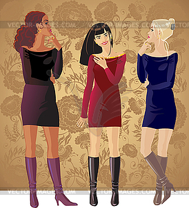 Three girls - royalty-free vector image