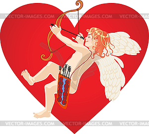 Red heart and cupid - vector image