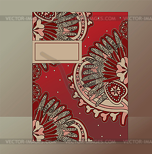 Red brown floral pattern - vector clip art