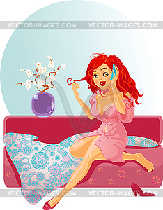 Girl in home - vector clipart