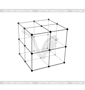 Cube Made is Mesh Polygonal Element - vector image