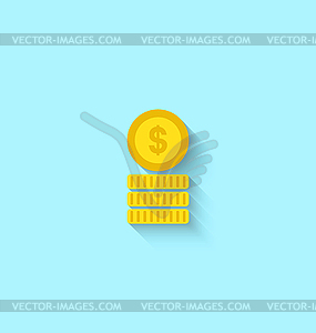 Flat Icon of Golden Coins - vector image