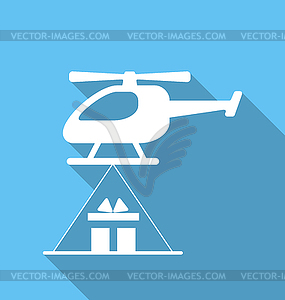 Helicopter delivery cardboard packages - vector clip art