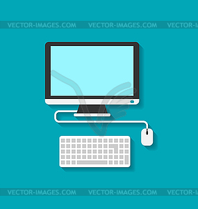 Computer PC, Keyboard and Mouse - vector clipart