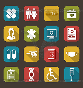 Set Trendy Flat Medical Icons - vector EPS clipart