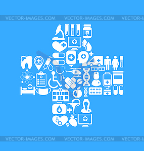 Medical Icons Made in Form Cross - vector image
