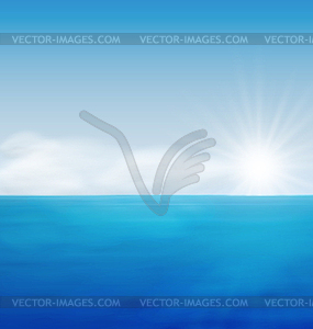 Морской пейзаж Восход Голубой океан - иллюстрация в векторе