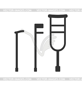 Crutches and Canes - vector clip art