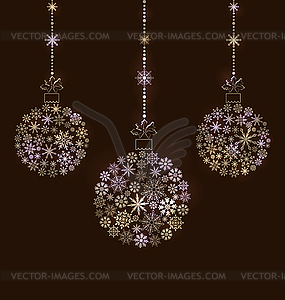 Christmas Background Balls Made of Snowflakes - vector image