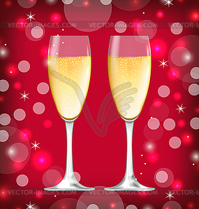 Background with Realistic Glasses of Champagne - vector EPS clipart