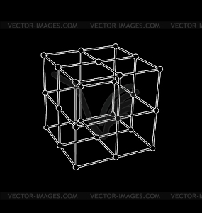 Черно-белые сетки многоугольной Куб - изображение в векторном виде