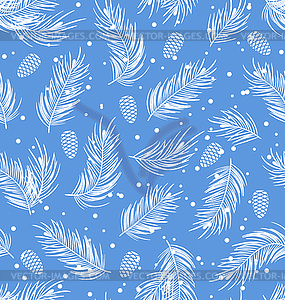 Seamless Pattern with Fir Branches and Cones - stock vector clipart