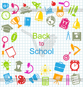 Kit of School Colorful Simple Objects - vector image