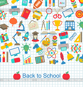 Back to School Background with Education Objects - vector clip art