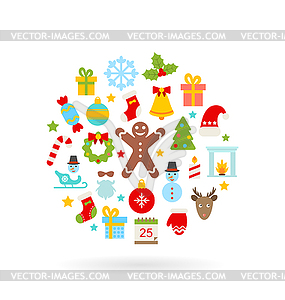 Christmas Colorful Flat Icons - vector image