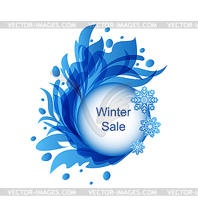 Floral Blue Frame with Snowflakes - vector clipart