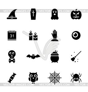 Halloween Traditional Icons, Black Silhouettes - vector EPS clipart