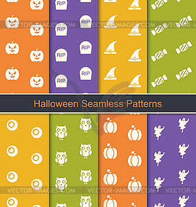 Set Seamless Abstract Patterns with Halloween - vector clipart