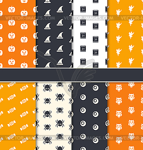 Group Seamless Patterns for Happy Halloween - vector image