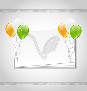 Празднование карты с воздушными шарами - изображение в векторном виде