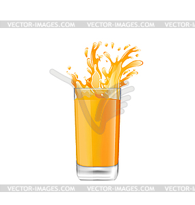 Orange Juice in Glass with Splash - vector clipart