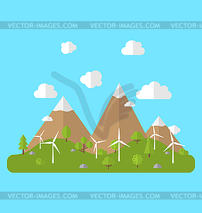 Environment with Wind Generators - vector image