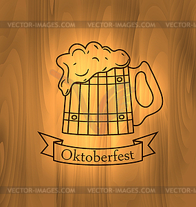 Mug Beer Foam Scorch Wooden Desk - vector clipart