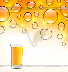Clean Water Droplets with Orange Juice - vector clip art