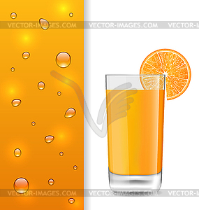 Advertise Banner with Orange Beverage and Drops - vector clipart
