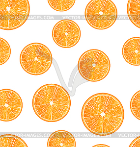 Seamless Texture with Slices of Oranges - vector image